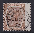 GB. QV. 1872. SG 122, 6d deep chestnut, plate 11. Llanelly cds. Fine used.