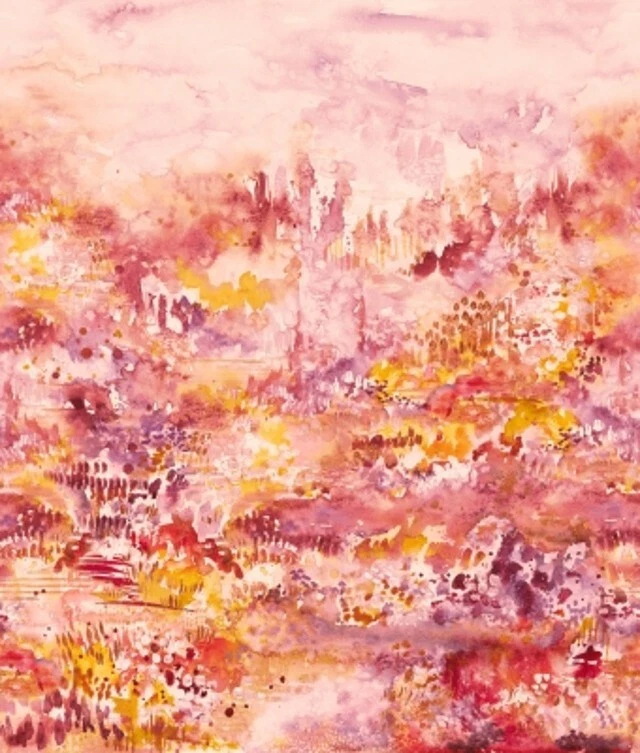 Moda Fresh as a Daisy Creative Project 8493 12 Magenta Watercolor Border Cotton - Image 1 of 1