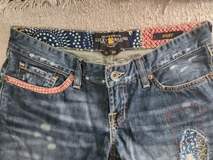 Lucky Brand 90s Jean Shorts Riley Size 0 Patches Vintage Low Rise - Picture 1 of 5