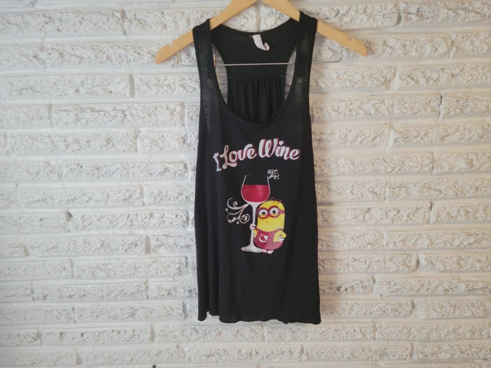 Prendas para el torso Despicable Me Minions para mujer 2XL Tank Love Wine mezcla de polietileno negro espalda deportiva Foto 1 de 4