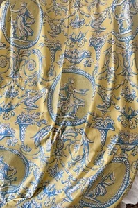 Impresionante Urna Floral Querubín Francesa Vintage Tela Neo Toile ~ Amarillo Azul - Imagen 1 de 12
