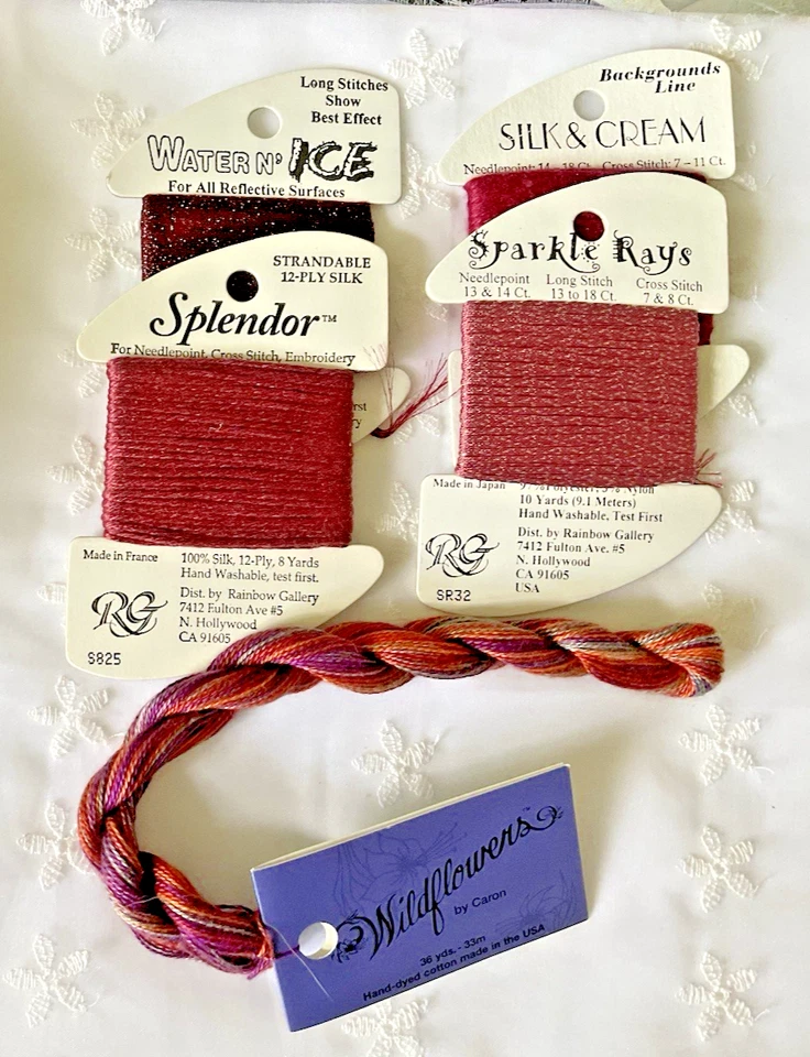 Needlepoint Embroidery Thread Lot of 5 Rainbow Gallery  & Caron Mauves - Image 1 of 4