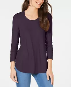 $170 Inc International Concepts Women'S Purple Long Sleeve Scoop Neck Top Size M - Picture 1 of 1
