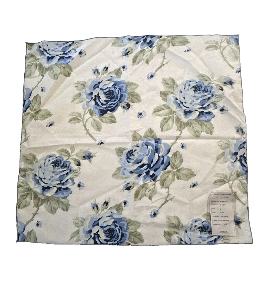 Cath Kidston Designers Guild Fabric Rose Bloom 26x28 Blue Floral Sample UK - Image 1 of 4