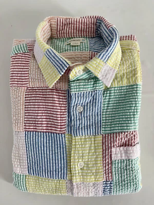 J.Crew NWT Short-sleeve shirt in patchwork seersucker Multicolor Size XS H4378 - Image 1 of 4