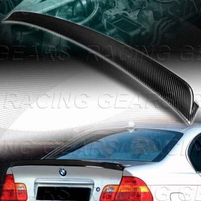 REAL CARBON FIBER AC-TYPE TRUNK LID SPOILER WING FIT 99-05 BMW E46 4DR 3-SERIES - Image 1 of 4