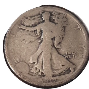 Moneda de plata Walking Liberty de medio dólar de 1/2 1917 S San Francisco Mint 50C KM#142 - Imagen 1 de 24