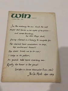 October 1, 1969 WIN Magazine Peace & Freedom Thru Nonviolent Action Ho Chi Minh - Picture 1 of 9