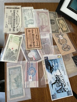 Papel moneda, 79 billetes, 35 países, estado mixto, valor desconocido Foto 1 de 4