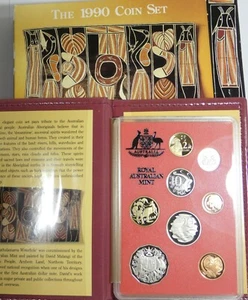 1990 Royal Australian Mint Proof Set 8 Coins with Box ~ Aboriginal Theme - Picture 1 of 3