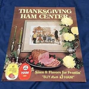 Vtg Rath Thanksgiving Ham Food Advertising Sign Store Display Waterloo Iowa - Picture 1 of 4
