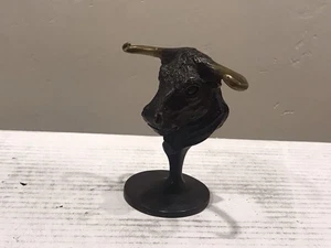 Vintage Stier Büste kleine Bronzeskulptur 4 Zoll groß - Bild 1 von 12