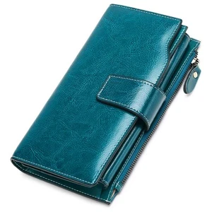 Women Leather Wallets RFID Blocking Clutch Card Holder Ladies Purse with Zipp... - Picture 1 of 6