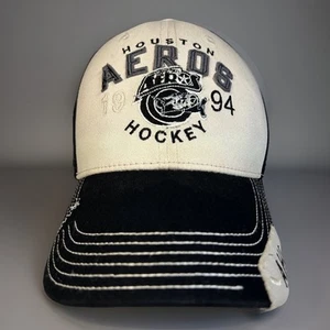 Gorra de hockey Houston Aeros vintage - est. 1994 - Dos tonos negro y crema - AHL - Imagen 1 de 10
