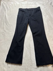 Pantalones de mezclilla Express acampanados de tiro alto para mujer talla 10 negros desgastados - Imagen 1 de 8