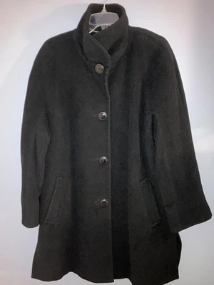 Ellen Tracy женщины шерсти/ангоры стойка воротник с подкладкой кнопка переднее пальто, черный 14 Вт - Изображение 1 из 4
