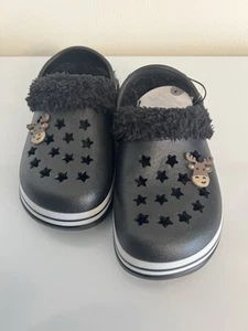 Zapatos zueco Stepping Stone Koala niño unisex forrados de piel talla 9 sin cordones color negro - Imagen 1 de 5