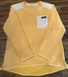 LL Bean Women’s Sherpa Pullover Yellow Sz L Front Zip Pocket - Picture 1 of 11
