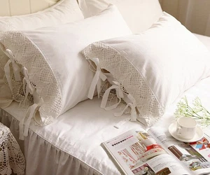 Funda de almohada blanca de una pieza de encaje de ganchillo ancho 100 % algodón 14 (Rey 20"x36") - Imagen 1 de 3