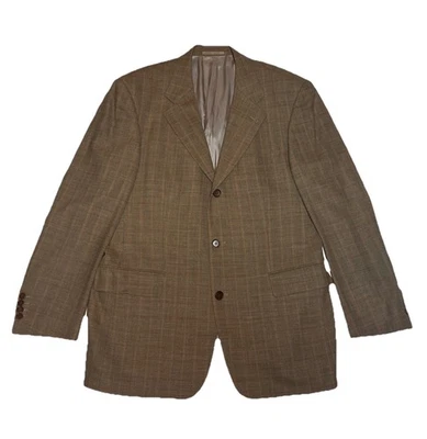Vtg Hugo Boss Loro Piana Twister 110’s Blazer Jacket Men's US 42 R Brown Check - Image 1 of 4