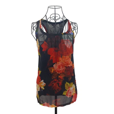 Ted Baker Top Womens UK6 Floral Print Sheer Vest Racer Back Cottagecore Summer - Image 1 of 4