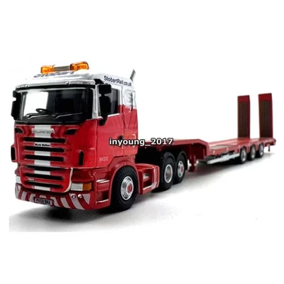 1/76 Scania 3 Axle Low Loader Semi Trailer Model Diecast Collectible Vehicle Red - Image 1 of 4