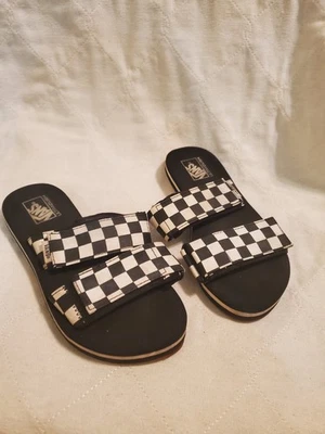 Vans Hombre 4/Mujer 5.5 Cayucas Slides Negro Blanco Checkerboard UltraCush Foto 1 de 4