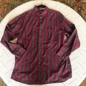 Vintage Manhattan Striped Button Up Shirt Mens Large Long Sleeve 80s 90s Retro - Picture 1 of 11