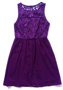 Damenkleid ALYA - Fit & Flare Style bestickt lila - Größe M - Bild 1 von 5