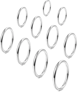 FINREZIO 10PCS Women'S 1MM Stainless Steel Plain Band Knuckle Stacking Rings - Picture 1 of 12