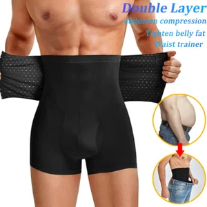 Corsé boxer de compresión para hombre con control de vientre abdomen ropa interior modelador rejilla - Imagen 1 de 15