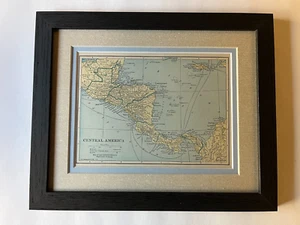 Central America Map Framed/Dbl Mat from the 1927 World Atlas SEE DESCRIPTION - Picture 1 of 3