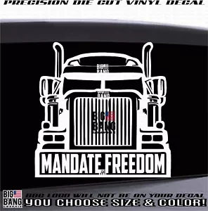 MANDATE FREEDOM Trucker Rig Vinyl Decal Sticker Truck Driver Vintage Old Truck - Picture 1 of 4