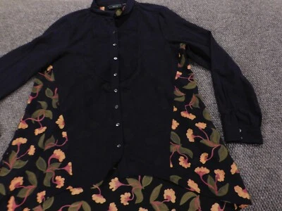 Maeve Anthropologie Top 10 Azul Floral Top Mujer Botones Informal Foto 1 de 4