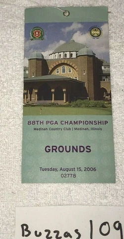 8/15/06 2006 PGA Championship Tuesday Practice Ticket Badge Stub Tiger Woods Win Cover