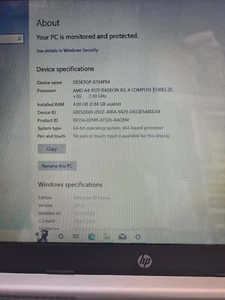 HP Laptop 14s -cf2060TU AMD A4 -9125 2.30ghz RAM 4.00gb 128 gb hard - Picture 1 of 10