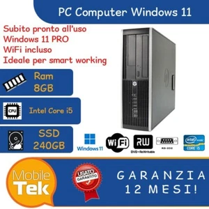 PC COMPUTER DESKTOP FISSO RICONDIZIONATO HP WINDOWS 11 CORE I5 8GB RAM 240GB SSD - Foto 1 di 1