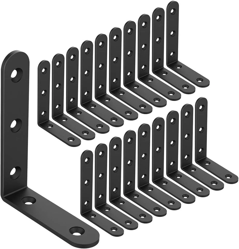 20 Pcs Black Corner Bracket Heavy Duty Shelf Brackets 5 X 3 Inch L Corner Bra...