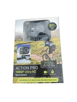 ITEK ACTION PRO 1080P ULTRA HD SPORTS CAMERA WITH  9 BONUS ITEMS Waterproof - Image 1 of 4