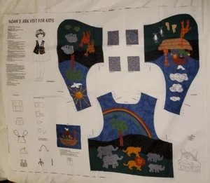 NOAH'S ARK VEST Kids Sizes XS-L VIP DreamSpinners Printed Fabric Cut & Sew Panel - Picture 1 of 2