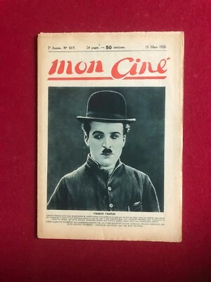 1928, Charlie Chaplin, "MON CINE" Magazine (Scarce / Vintage) - Image 1 of 2