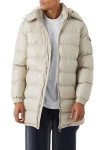 Tampone imbottito da uomo con cappuccio giacca longline cappotto lucido uomo inverno caldo NUOVO - Foto 1 di 10