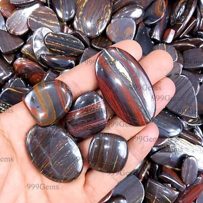 10 Pcs Natural Iron Tiger Eye Loose Cabochon Gemstone Wholesale lot 15-40mm - Image 1 of 4