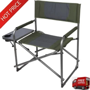 Folding Oversized Director Chair w/Side Table Outdoor Camping Hiking Chair Green - Picture 1 of 5