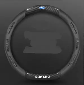 15" PU Leather+Carbon fiber Steering Wheel Cover For 1968-2025 Subaru All Cars - Picture 1 of 12