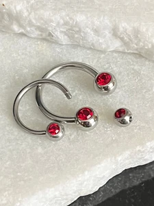1pc Front Facing Gems Circular Barbell Horseshoe Lip Nipple Septum Ring 16g 14g - Picture 1 of 10