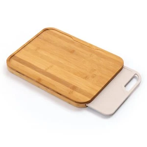Bamboo Cutting Board with Nesting Rice Fiber Chopping for Cooking Prep 2 Piece - Picture 1 of 7