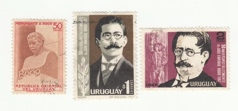 Uruguay.  Jose Enrique Rodo. Different years. 50c, 1p, 2p. Used Cover