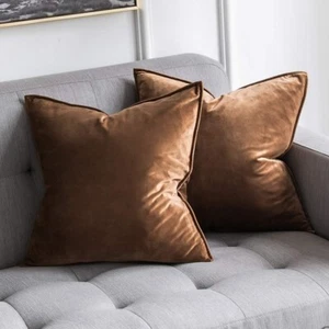 Pack of 2 Soft Pillow Chocolate Decorative Velvet Throw Pillow Cover - Picture 1 of 8