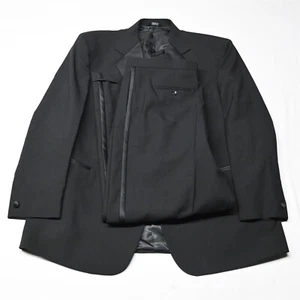 Barry 52L 40x32 Black Wool Mens Jacket Pants Suit Tuxedo Tux - Picture 1 of 12